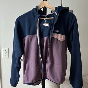 Patagonia Kids'  fleece Jacket - Dark Blue and Light Purple with hood